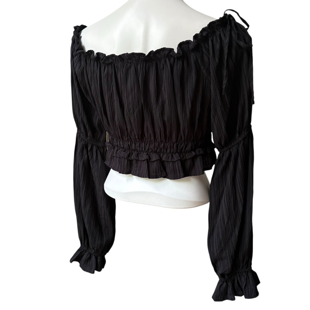 NWT, Altar’d State Black Peasant Crop Top, Sz M - Picture 5 of 12